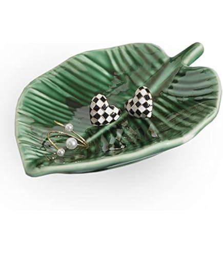 HEALEEP Schmuckablage Lotusblatt - Keramik Ring Organizer Blau