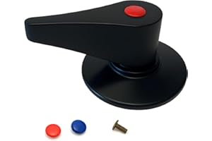 FLUVIA Mando Palanca y Plafón Universal para Eje Cuadrado 8 | Repuesto Compatible con Llaves de Paso y Grifería | Mango Ergonómico de Alta Resistencia en Acero | Apto para Agua Fría y Caliente (Color Negro)