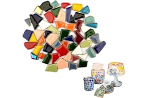 ZILZUFA Tesselle per mosaici colorate 200 g, kit mosaico forme geometriche, mosaici artigianato mosaico in ceramica, per decorazione della casa, cornici, vasi, materiale artigianale