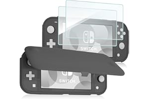 ProCase Funda Protectora para Nintendo Switch Lite con 2 Protectores de Pantalla Vidrio Templado, Estuche con Tapa Antiarañazos de Cubierta Suave y Delgada para Nintendo Switch Lite 2019 - Gris