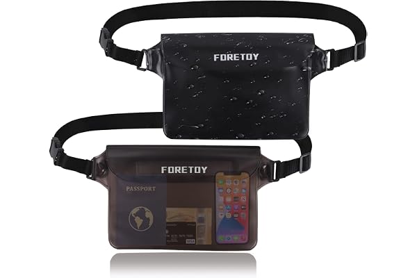 FORETOY Pochette Etanche 2Pcs, Sac Etanche avec Sangle Réglable, Pochette Étanche Impermeable 100% Super Léger Protège Telephone Portable Plage Accessoire pour Nage Pêche Kayak Natation Rafting Surf