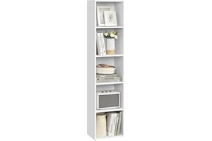 VASAGLE Bookcase, 5-Tier Bookshelf, Open Storage Shelf, Shelving Unit, 24 x 30.2 x 134.2 cm, for Living Room, Home Office, Dinning Room, Cloud White LBC419W01