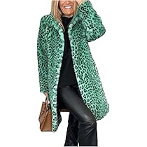 Teddy Mantel Damen Lang Leopard - Warmer Wintermantel Aus Fleece