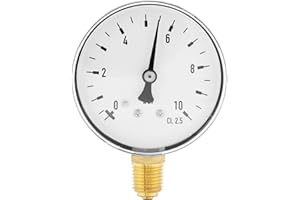 YOUTHINK Manomètre de Pression D'eau D'huile D'air 1/4 pouce NPT 0-10 bar Manomètre à Montage Latéral Manomètre de Pression D'eau D'air