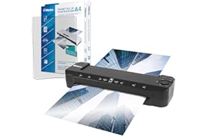 WAYTEX Plastificadora A3 A4 A5 A6 A7 Pro Ultra rápida en caliente y fría hasta 2 x 150 micras Temperatura ajustable para uso profesional intensivo Pack con 200 fundas A4