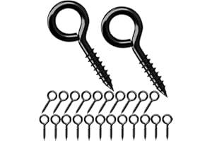 Qrity 20 Pezzi Viti per Occhielli 20mm, Gancio a Spirale in Legno, Vite Oculare, Gancio a Vite, Viti a Testa Tonda, Nero