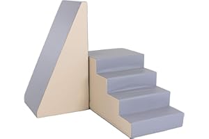 IGLU SOFT PLAY IGLU SET 01X STEPS and SLIDE Soft Play Equipment XXL Soft Play Shapes Activity Toys Soft Play Slide (beige/grey)