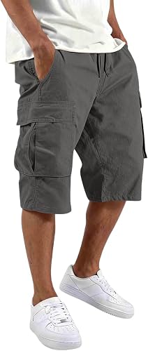 Cargo Shorts Men's Summer Short Cargo Trousers Work Trousers Men's Short Baggy Hiking Trousers Outdoor Shorts Work Shorts with Many Pockets Sweat Shorts Casual Summer Trousers Leisure Shorts Men's