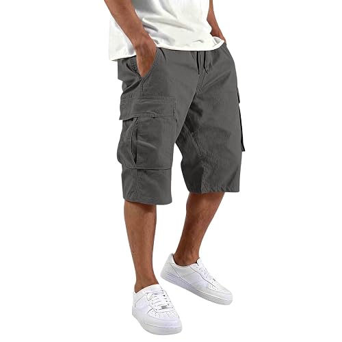 Cargo Shorts Men's Summer Short Cargo Trousers Work Trousers Men's Short Baggy Hiking Trousers Outdoor Shorts Work Shorts with Many Pockets Sweat Shorts Casual Summer Trousers Leisure Shorts Men's
