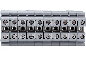 Caiqinlen Bornes à Montage Sur Rail Dinrail Din Bloc De Jonction Bornier Electrique Kit De，50 Pièces Bornier à Vis Isolé à Bonne Conductivité Résistant Aux Chocs Uk-10n Pour Connexion él