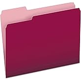 Two-Tone file dosya, 1/3 Cut Top Tab, Letter, Burgundy/Light Burgundy, 100/box