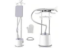 CISSIYOG Pionowa parownica do ubrań, 2000 W 45 g/min, 2,5-litrowy zbiornik na wodę, z regulacją wysokości, eliminuje zagniecenia i działa na wszystkich materiałach