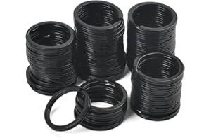 EMNIMQ 50 Stück Schwarz Metall Flache Schlüsselringe,Schlüsselringe Set Runden Flachen Schlüsselanhänger,Rund Metall Split Schlüsselringe 25 mm Spaltring für Home Auto Office Schlüssel DIY Zubehör