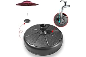 URFEDA Parasol Bases, Garden Patio Umbrella Base, Round Shape Parasol Umbrella Base Stand, 30kg Water Sand Fillable Plastic Parasol Base Decorative Beach,Sunshade Stand Base Suitable for 35-38mm Rod