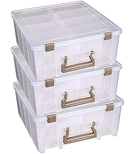 ArtBin 6913AB Organiseur Portable Pour Loisirs Créatifs Avec Poignée, Peut Contenir Du Papier Jusqu'à 30,5 X 30,5 Cm, 1 étui De Rangement En Plastique, Transparent