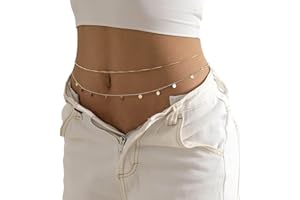 Bramian Boho Paillettes Catena in vita per il corpo in oro da spiaggia Accessori per gioielli per donne e ragazze