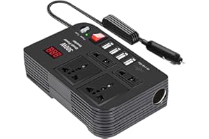 VACANON 300W Car Power Inverter, DC 12V to AC 220V Inverter with 2&3-Pin Sockets, 4 USB 4.1A Fast Charging Ports, Cigarette Lighter Socket, Charge Your Laptop, iPad, iPhone, Tablet, Consoles