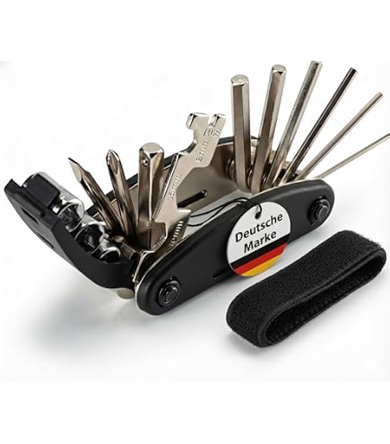 Fahrrad Multitool Werkzeug Flickzeug 16 in 1 Leicht Reparatur set Schwarz für BMX E Bike Downhill DH Gravelbike Mountainbike MTB Sport & Freizeit