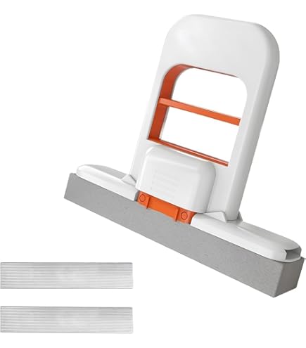 Mini Fregona Portátil Con Cabezales De Esponja Reemplazables Blanco