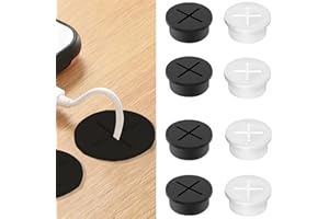 TONAUP Lot de 8 passe-câbles en silicone flexible - 25 mm de diamètre - Œillets de bureau pour bureau d'ordinateur - Pour la maison et le bureau
