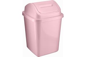 HOMESHOPA.COM HOMESHOPA Plastic Swing Top Waste Bin, 5Litre Rubbish Recycling Waste Paper Trash Can, Square Small Flip Top Lid Dustbin, Home Kitchen Household Bathroom Office Garbage Bin (Pink)