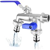 HASTHIP Garden Faucet Dual-Outlet Zinc Alloy Body for O...