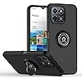 Zubitech Case For Honor X7c: Rotational Metal Ring Grip Kickstand Cover, Magnetic Car Mount Holder, Shockproof, Anti Fingerprint, Black, Holster Case
