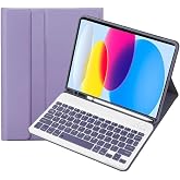 Fogy Ipad (A16) 10. Nesil 2022/2025 ile Uyumlu Bluetooth T&uuml;rk&ccedil;e Q Klavyeli Kılıfı, Lila