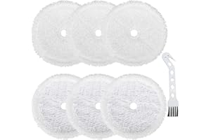QAQGEAR SpinWave Soft Pads für Bissell 3115 SpinWave Hard Floor Expert Nass- und Trocken Roboter Staubsauger Zubehör Mikrofaser Reinigungs Pads mit Reinigungsbürste (6 Stück)