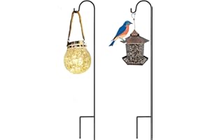 Hirtenbogen Gartenhaken, ZVO 120CM Metall Schäferhaken Hoheverstellbar Gartenstecker mit Haken, Gartenstab Rankstab Schäferstab Halterung für Solarleuchten Pflanzkörbe Weihnachtsbeleuchtung (2pcs)