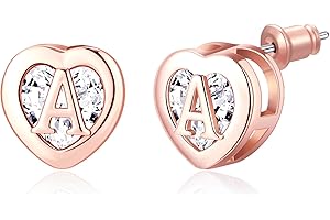 MISS CHIPMUNK Buchstaben Ohrstecker Ohrringe Mädchen 14K Gold/Rose Gold plattiert CZ Hypoallergen Alphabet Buchstabe Initial Ohrringe Geburtstag Geschenke für Frauen