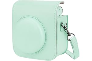 HIUOUIH Custodia per Fotocamera Istantanea per Instax Mini 12 Borsa Porta Cover fujifilm Protettiva in Pelle Soft PU con Tracolla Regolabile, Verde