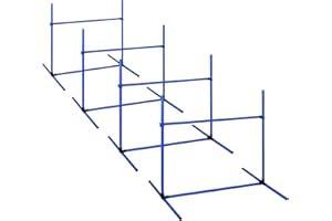 VA-Cerulean Ensemble d'obstacles d'agilité pour animaux de compagnie, set de 4 tiges de slalom pour entraînement de chien avec sac de transport, hauteur réglable, en plastique, bleu