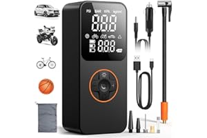 DAONEG Compresseur à Air Portatif, Gonfleur Pneus Voiture Sans Fil, 3X Plus Vite, 150PSI 6000mAh Pompe a Velo Electrique avec Lumière LED, Mini Gonfleur Electrique Compresseur pour Voiture, Moto, Vélo, Balle