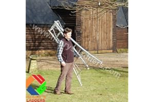 Henrys Tripod Garden Ladders with Built-in Platform by Henchman 8' Semi (1 Leg) Adjustable. Lightweight Aluminium Garden Maintenance, Hedge Cutting, Fruit Picking, Tree Trimming, Topiary Ladder.