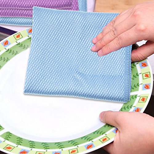 Onshowy Superfine Fiber Glass Wipes Starke saugfähige Fisch Skalen Gitter Glas Scheuerschwarzes Waschen Handtuch 30x40cm (4 Packung ) - 3