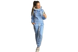 Joligiao Mujer Chandal Conjunto Invierno Moda Mujer Conjuntos Deportivos Manga Larga Hoodie Pullover con Cordón Pantalones Largo para Otoño e Invierno