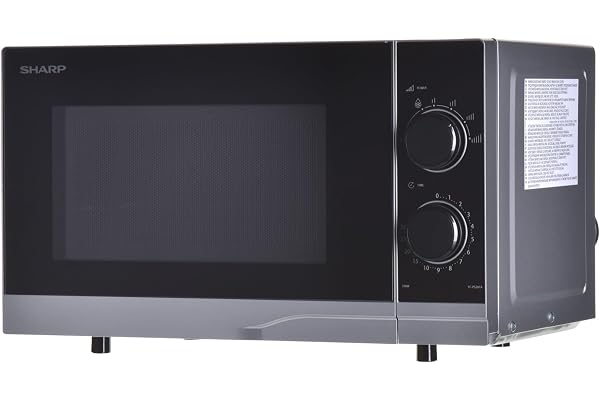 Sharp YC-PS201AE-S Micro-ondes 700W 20L 6 niveaux de puissance Fonction décongélation Nettoyage facile Argent/Noir