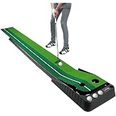 Asgens Golf Putting Trainer, Tapete de Golf de C&eacute;sped de Dos Colores con Pista de Retorno de Bola Gruesa y Funci&oacute;n Autom&aacute;tica