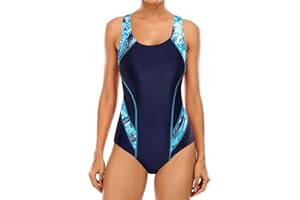 CharmLeaks Women's Competitive Athletic One Piece Swimsuit Racerback Training Swimwear Bathing Suits