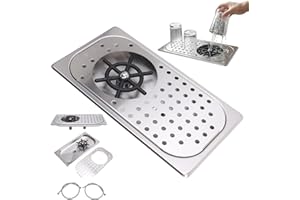 YUYTE Bar Sink with Glass Rinser,Stainless Steel Pitcher Rinser Cup Washer Glass Cleaning Rinser High Pressure Washing with Drain Drip Tray Hose for Bar Coffee Shop