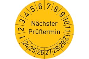 ROSENBAUM OFFSETDRUCK Nächster Prüftermin Prüfplakette, 100 Stück, in verschiedenen Farben und Größen, Prüfetikett Prüfsiegel Plakette (20 mm Ø, Gelb)
