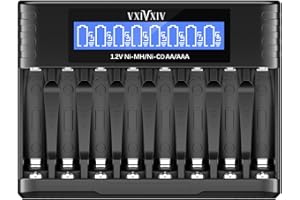 VXIVXIV Ni-MH Battery Charger, 8-Slot Ni-MH AA/AAA Charger for 1.2V Batteries