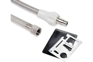 GAS-SHOP-24 1,5 m Allgas Edelstahlschlauch (geeignet für Flüssig- / Erdgas) - f. Gasherd, Gaskocher, Gaskochmulde Kocher 150 cm Gas Steckschlauch Gassteckdose) mit Multifunktionswerkzeug MW1