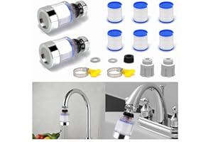 WAVATA 2 Pezzi Aeratore Rubinetto, Rompigetto Rubinetto Cucina Può Girevole a 360°, Con 6 cartucce filtranti in cotone PP e 1 interfaccia universale 14-23mm, Adatto per Bagno, Cucina