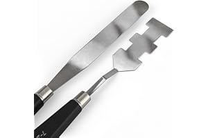 ARTEZA Confezione da 2 Spatole per Pittura, Dimensioni #17 e #7, Set E, Lama in Acciaio Inossidabile Resistente e Manico in Legno Anti Rottura, Spatola per Dipingere per Colori a Olio e Acrilici
