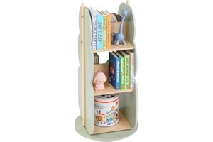 COSTWAY Regał na książki dla dzieci, obrotowy regał dziecięcy z 3 poziomami i 5 otwartymi półkami, regał do pokoju dziecięcego, obrotowy, regał na zabawki, wolnostojący, do pokoju dziecięcego, pokoju