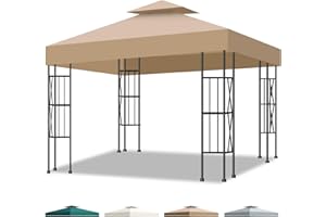 Inoamity Gazebo Techo de Repuesto de 3 x 3 m, diseño de Doble Techo con protección UV 95% y ventilación, Impermeable para jardín, terraza, Camping, Playa, fácil Montaje