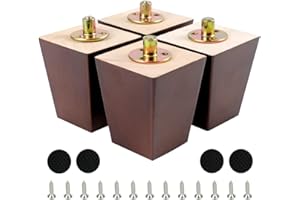 CtopoGo Juego de 4 Patas cuadradas para Muebles de Madera Maciza, Piezas de Repuesto para sofá, Cama, Silla de café, Mesa de Escritorio, Patas con Tornillos y Almohadillas de Goma (3"/ 8cm, Nuez)