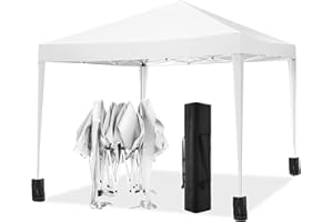 TOOLUCK Pavillon 3x3m Wasserdicht Stabil Faltpavillon Pop up Gartenpavillon Partyzelt Bierzelt Faltbar Gartenzelt mit 4 Sandsack, Höhenverstellbar, Weiß